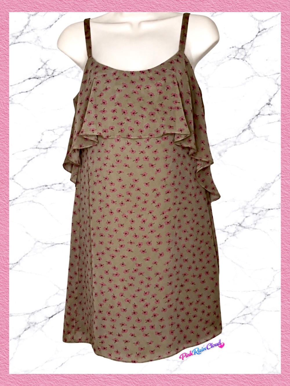 Basically Me 90s Brown Pink Floral Dress Women’s Medium Pullover